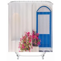 new fresh flower blue house shower curtain 3d print bathroom curtains waterproof mildew proof with hooks