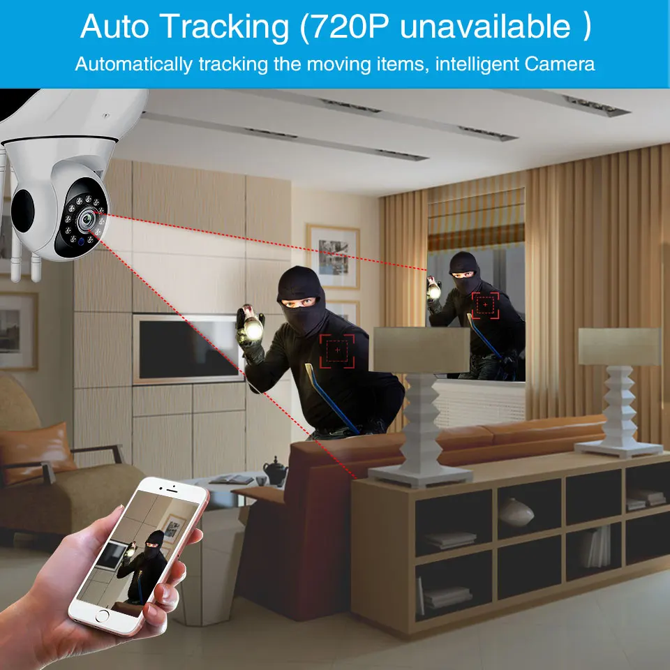 Домашняя камера видеонаблюдения с автоматическим отслеживанием IP Wi Fi ночным
