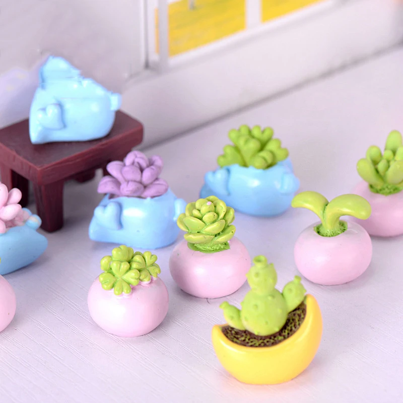 Миниатюрный цветной кактус бонсай цветок пустыня Вишневое растение инжир модель