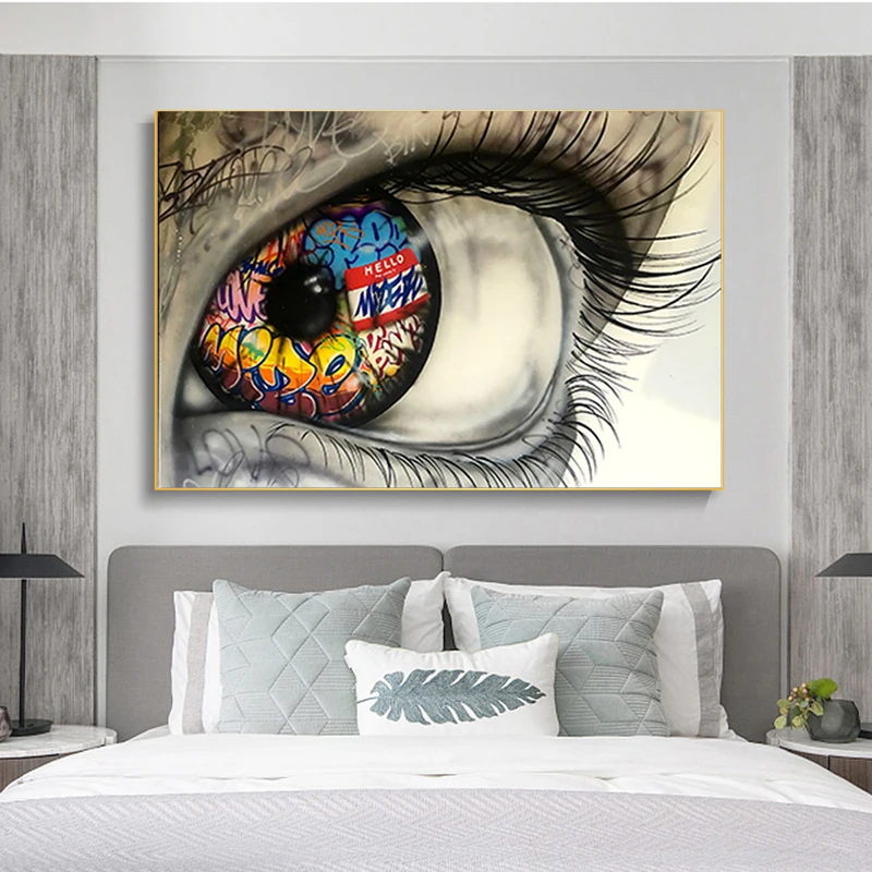 Граффити Big Eye художественные модульные плакаты и принты на холсте картина стену