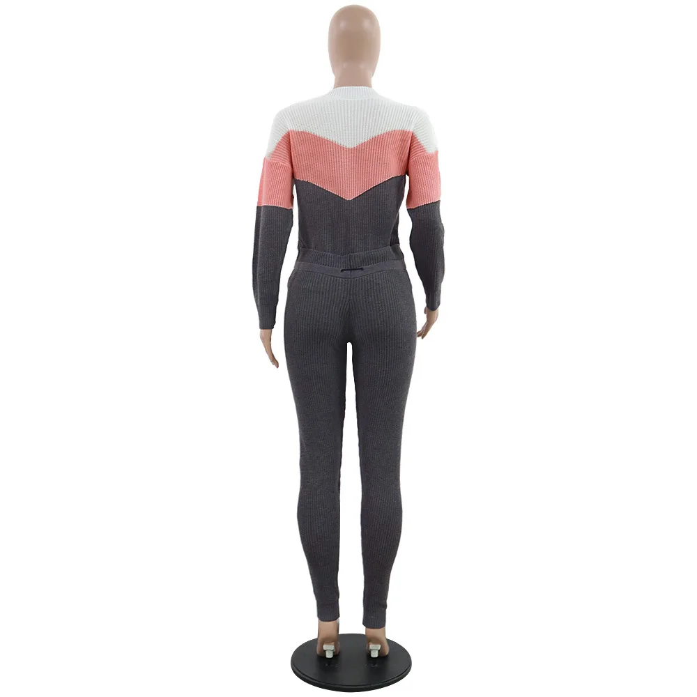 Теплый вязаный спортивный костюм повседневный комплект из 2 предметов Женский