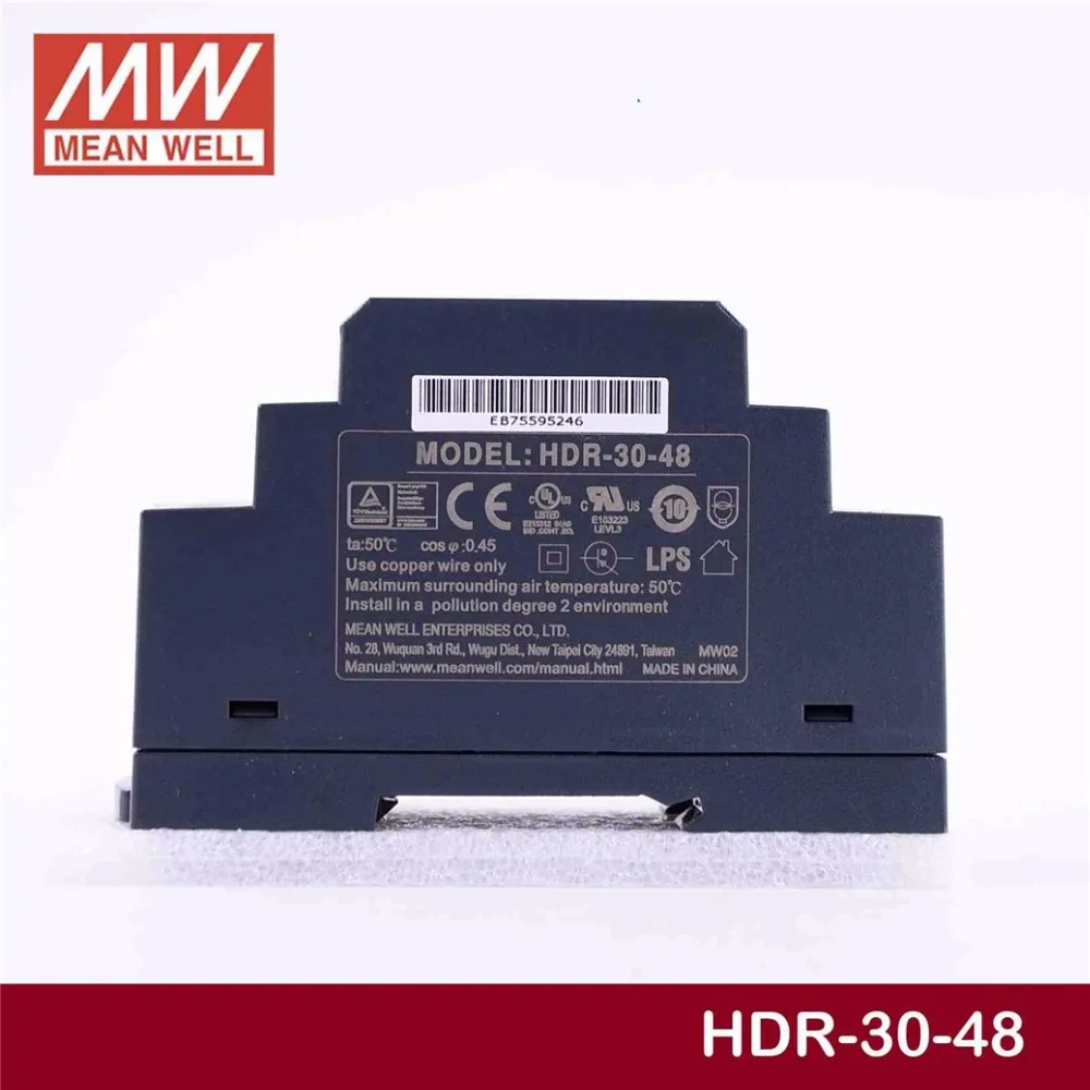 Meanwell HDR 30 48 48V 0.75A meanwell 36W одиночный выход промышленный din рейку блок