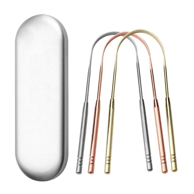 

Professional Stainless Steel Tongue Scraper Cleaner for Adults Kids with Carrying Box K3NE