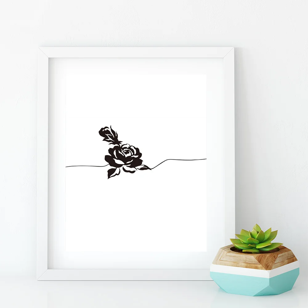 Простые линии Плакаты принты черный Белый Цвет Розовое художественная стена с