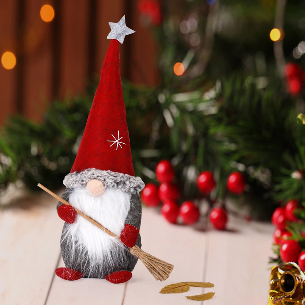 

Christmas Decoration Creative Christmas Faceless Doll Standing Posture Rudolph Santa Claus Doll Broom Dwarf Doll