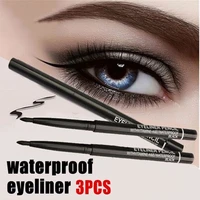 3pcs womens waterproof retractable rotary eye liner eyeliner pencil makeup natural long lasting professional cosmetic tool