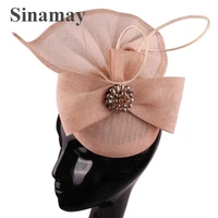 fashion bow party chapeau cap nice flower fascinator hats bride women wedding chic headwear with hair band hair accessories