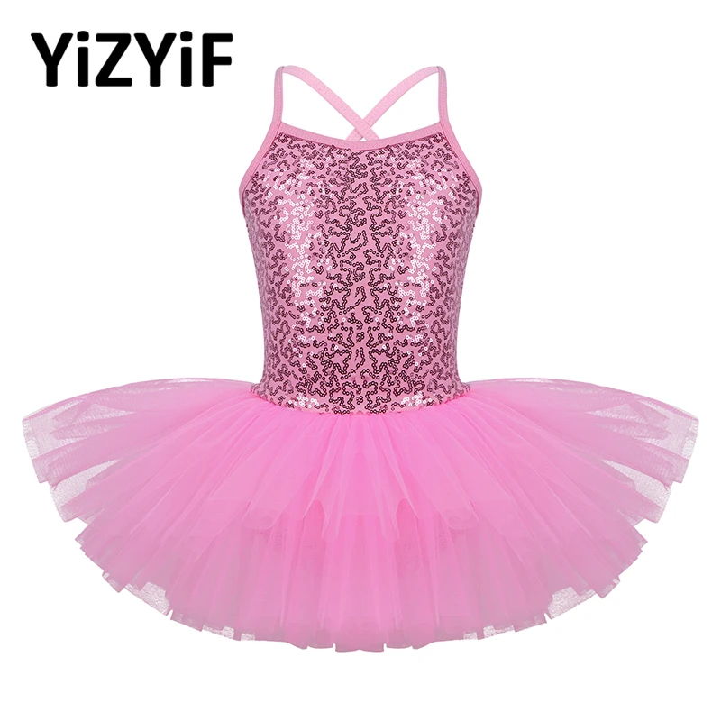 

YiZYiF Kids Girls Dress Ballet Sequined Christmas Costume Tutu Dress Dance Leotard Gymnastics Ballerina Clothing for Girls