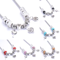10pcslot womens retro multi layer jewelry sweater chain beaded necklace couple alloy beads heart shaped key chain necklace