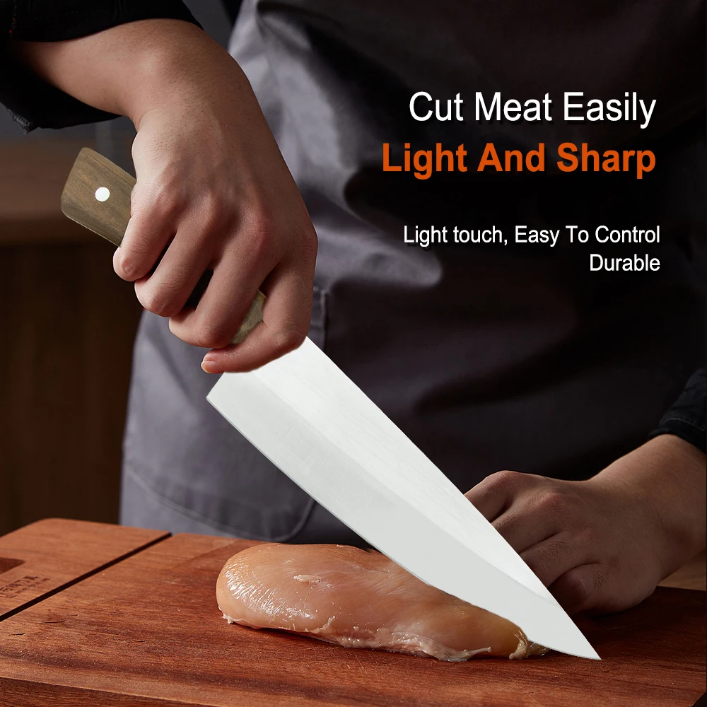 

Sowoll 3pcs Stainless Steel Knives Set 7'' Slicing 8'' Chef 10'' Chopping Slaughter Knife Wood Handle Chef Knife Boning Cutting
