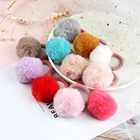 Детская повязка для волос с помпонами, милые яркие эластичные мягкие плюшевые резинки с помпонами, безопасная головная повязка для девочек