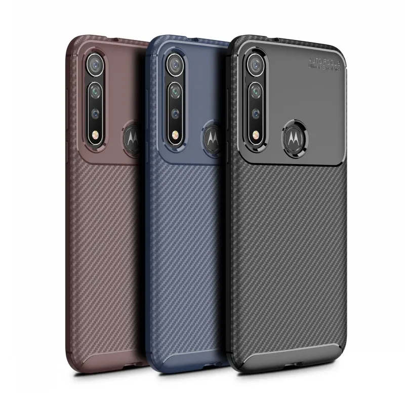 Чехол из углеродного волокна для Motorola Moto One Macro деловой Мягкий ТПУ усиленный чехол