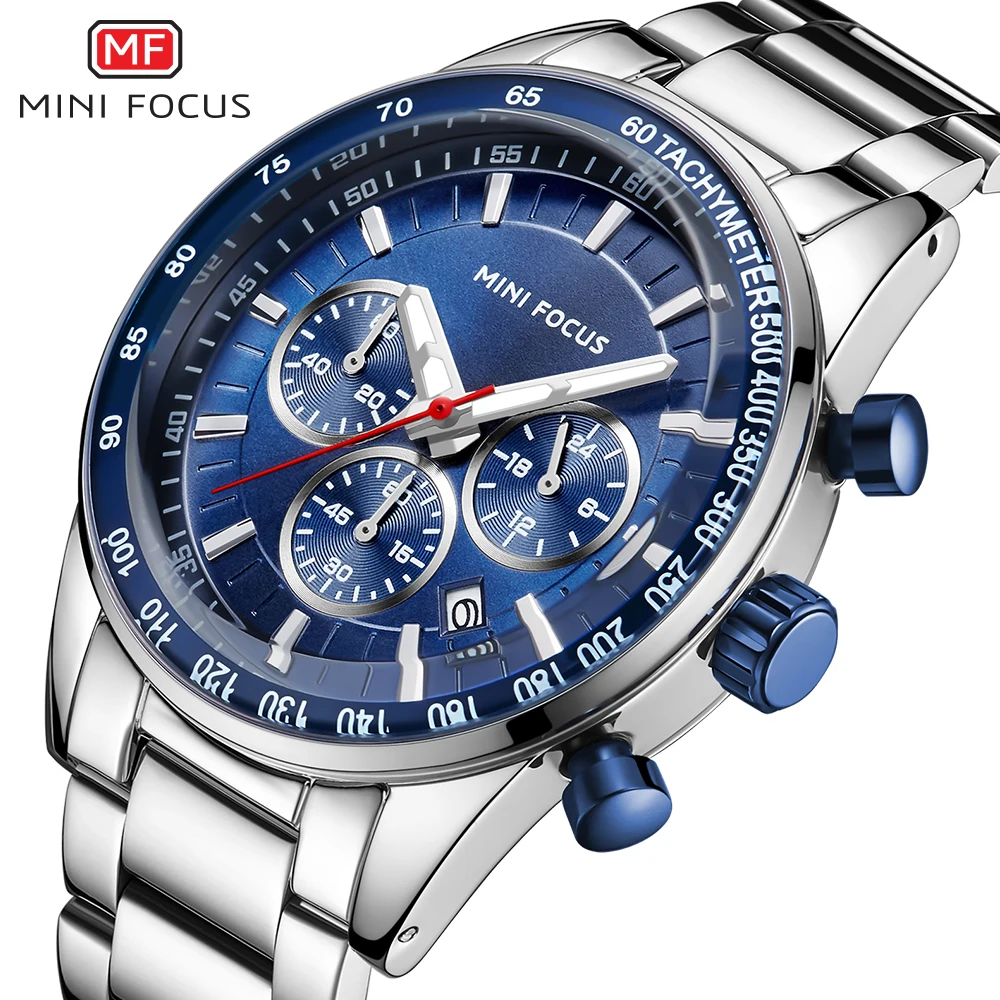 

MINI FOCUS Watch Men Waterproof Stainless Steel Luxury Brand Fashion Quartz Sport Clock Men's Wristwatches Calendar Reloj Hombre