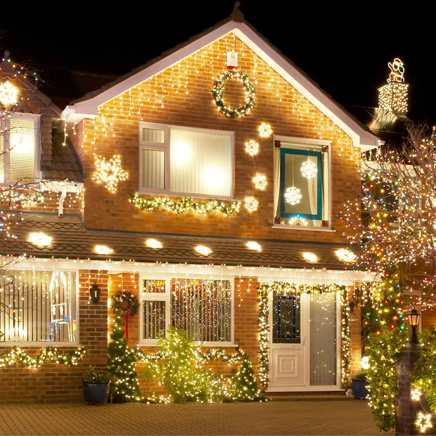 

Solar Outdoor Lights solar garland LED Icicle Curtain Christmas Light 6M Wedding Holiday New Year Garden Light String Decoration