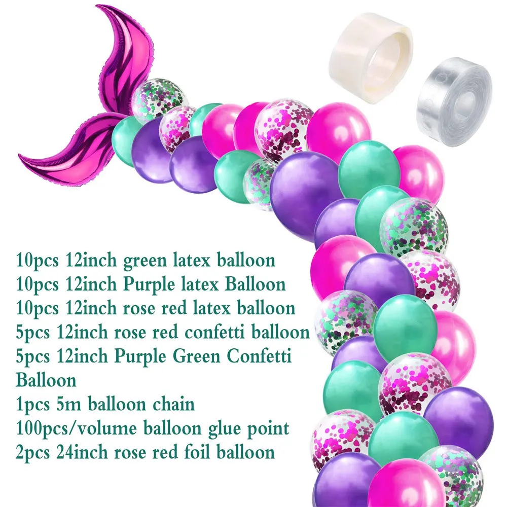 

New Arrival 42 Pcs Balloon Chain Set Mermaid Tail Styling Latex Balloons Romantic Wedding Baby Shower Birthday Party Decoration