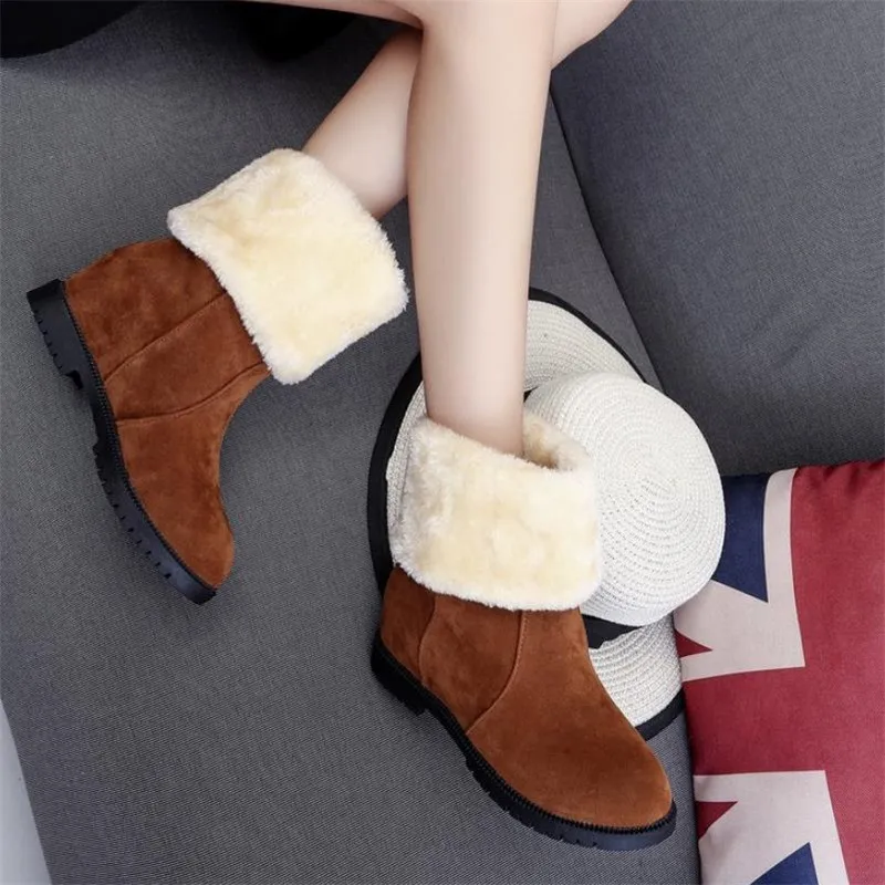 Зимние Теплые ботильоны 2019 удобные плюшевые ботинки женская замшевая обувь с