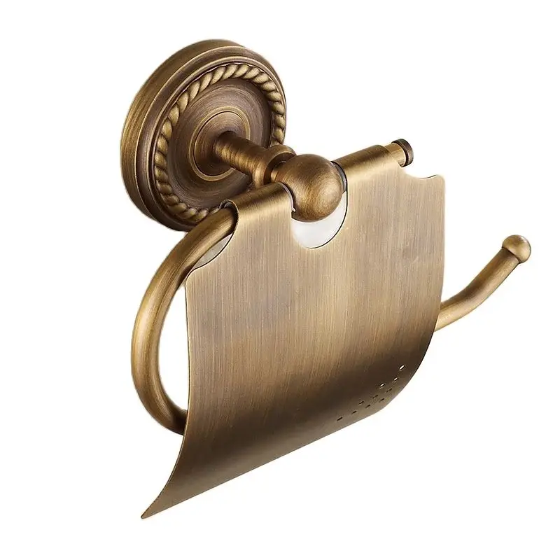 

Paper Holders Antique Brass Toilet Roll Tissue Holder Bath Rack Wall Mounted Bathroom Accessories