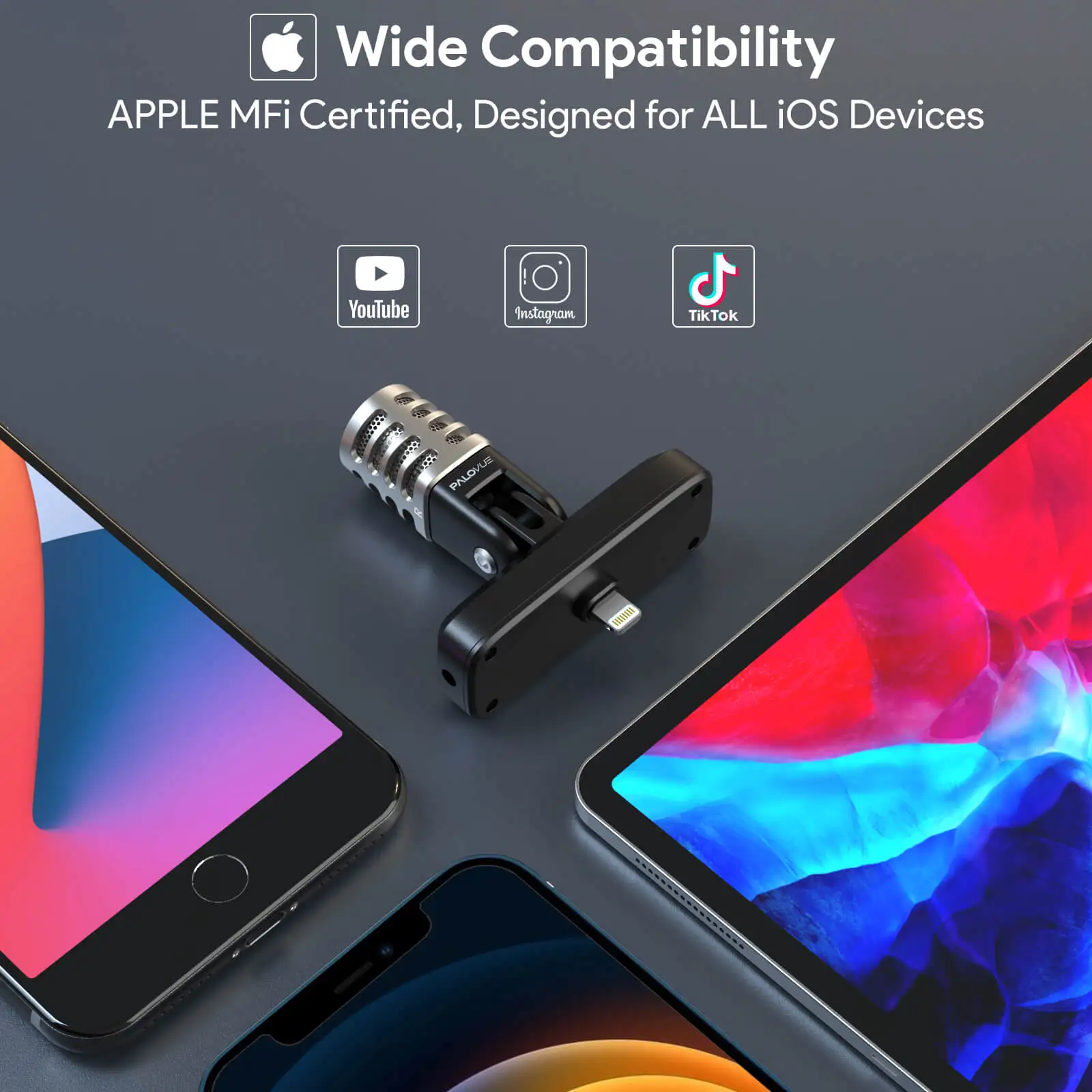 

MFi Certified iMic Portable Microphone for iPhone/iPad Professional Digital Stereo Condenser Mic Jack for Recording