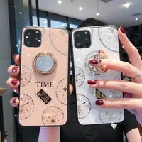 For Samsung S20 Ultra S10 Note Plus A51 A71 A21s A30s A50 Luxury Clock Diamond With Ring Stand Phone Case Cover