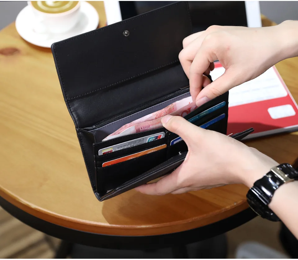 YAOKU 2023new Arrival Men 's Long Wallet Clutch Wallet Men 's Bag Multi-card Three-fold Oxford Cloth Hidden Buckle Card Holder