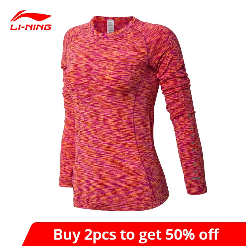 Женская Беговая футболка Li Ning с длинным рукавом бесшовная облегающая подкладка li