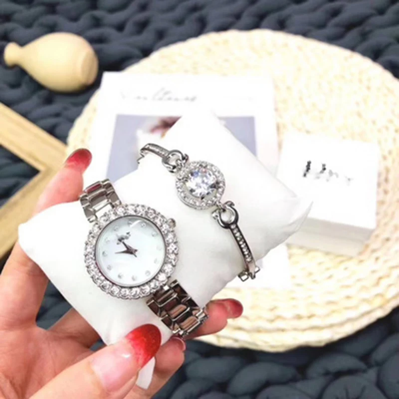 

Rhinestone Bracelet Watch Crystal Gift Set Rose Gold/ Silver Women Ladies Watch for Girls LL@17