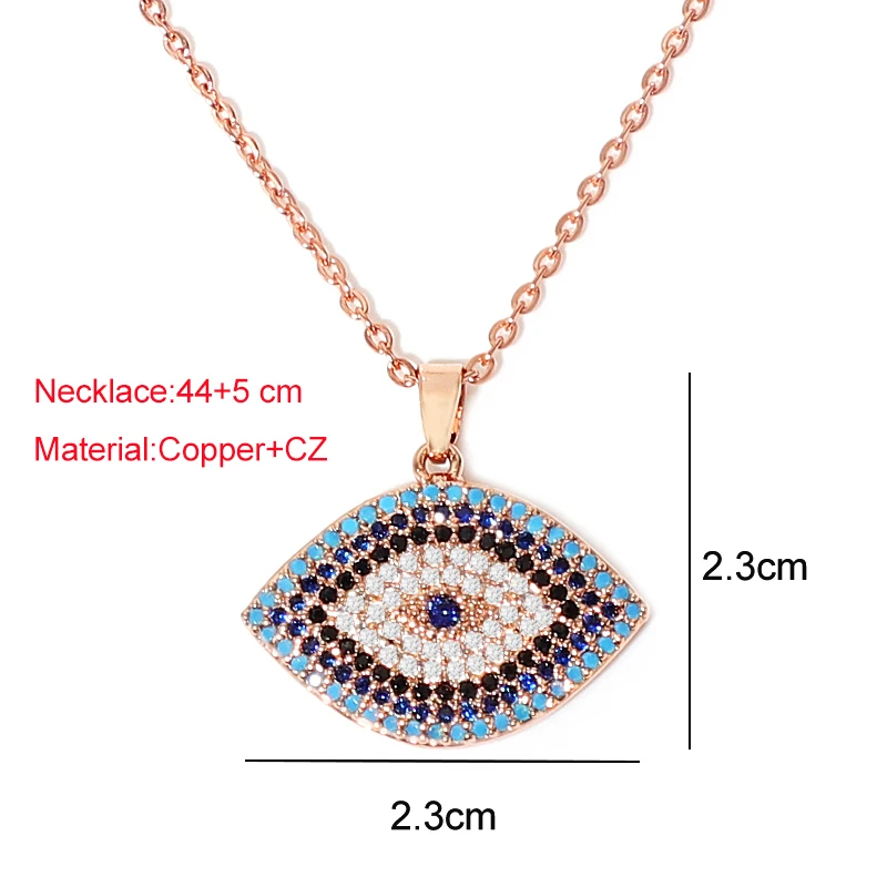 

Say Hello CZ Copper Zircon Turquoises Inlaid Evil Eye Pendant Charms Long Chains Necklaces Women's Trendy Jewelry Collar K5522