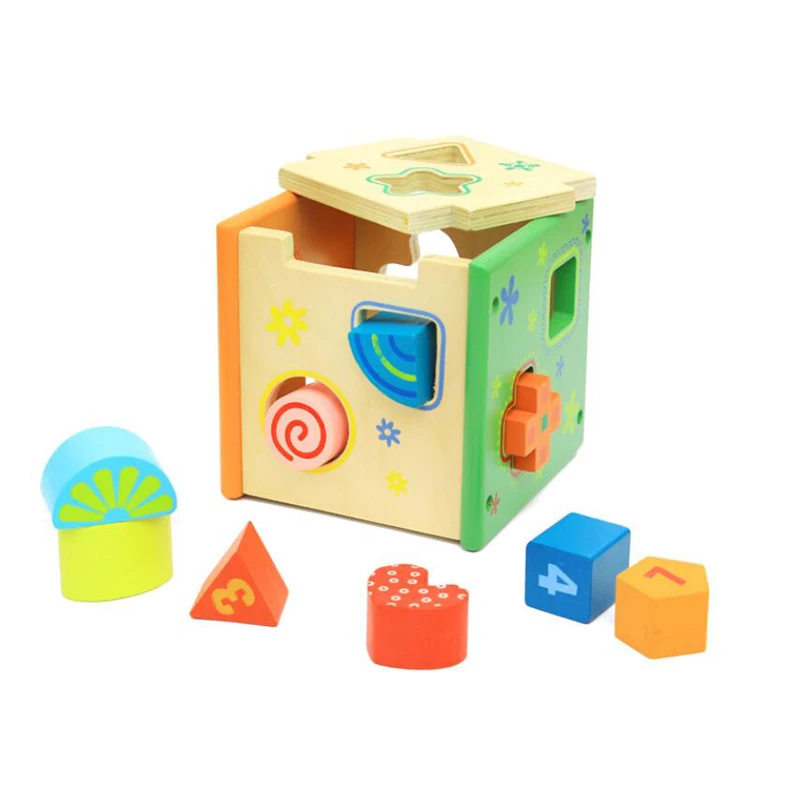 

Building Blocks Toys Children's Blocks Early Learning Geometric Shapes Wooden Pairing Cartoon Shape Gear Intelligence Box
