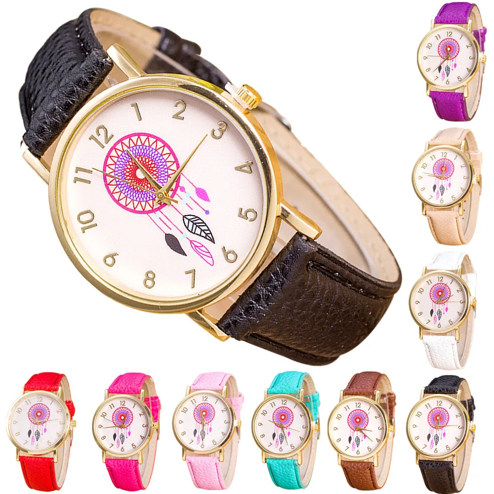 

Dreamcatcher quartz Women;s Watches Ladie Watch Relogio Feminino Leather Strap Wristwatch Dress Watch Clock Relojes hombre Nice