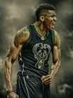 Giannis Antetokounmpo баскетбольная звезда, шелковая ткань, яркая декоративная наклейка