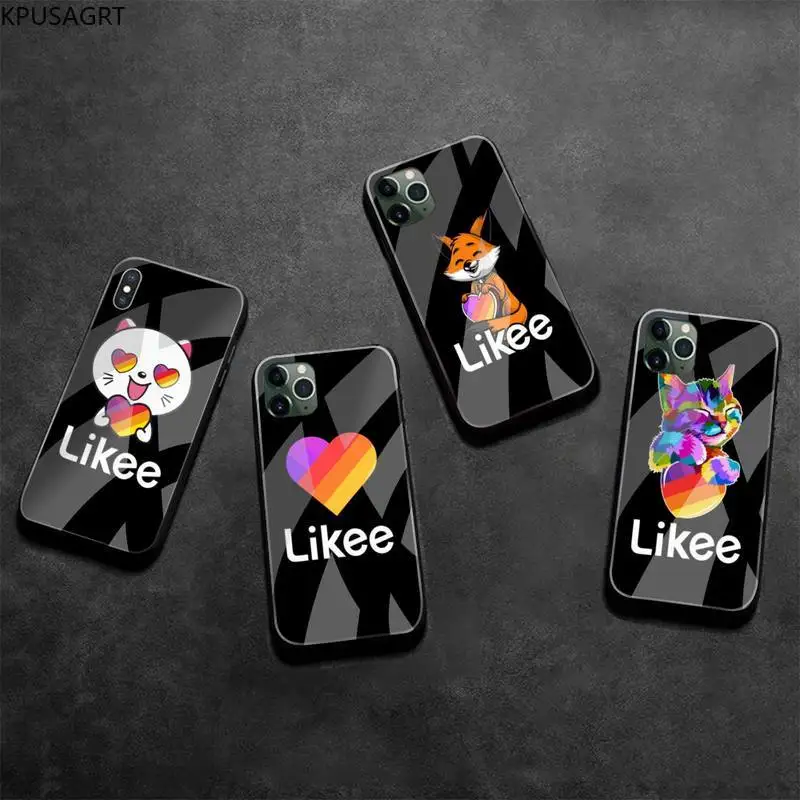 

fashion Likee cat bear love heart Black Cell Phone Case Tempered Glass For iPhone 11 Pro XR XS MAX 8 X 7 6S 6 Plus SE 2020 case
