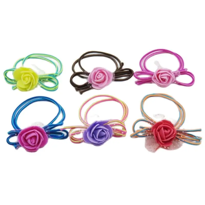 

Эластичные резинки для волос 10 шт./лот, сетчатые розы для девочек, богемная повязка на голову, резинка, корейская мода, Детские аксессуары дл...