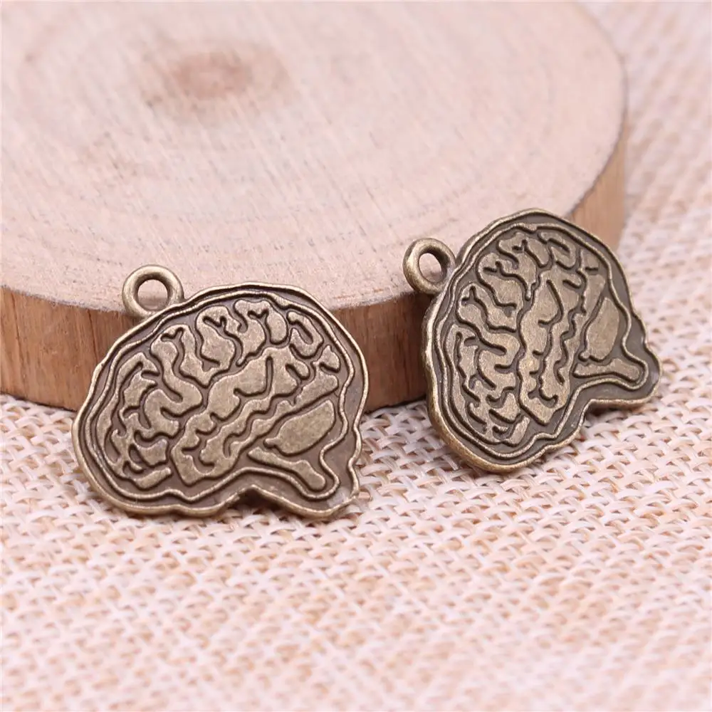 

Brain Charms For Jewelry Making Findings Handmade DIY Craft 5pcs Antique Bronze Color 22x23mm