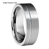 men women tungsten ring flat band with offset grooved and brushed finish 6mm 8mm comfort fit