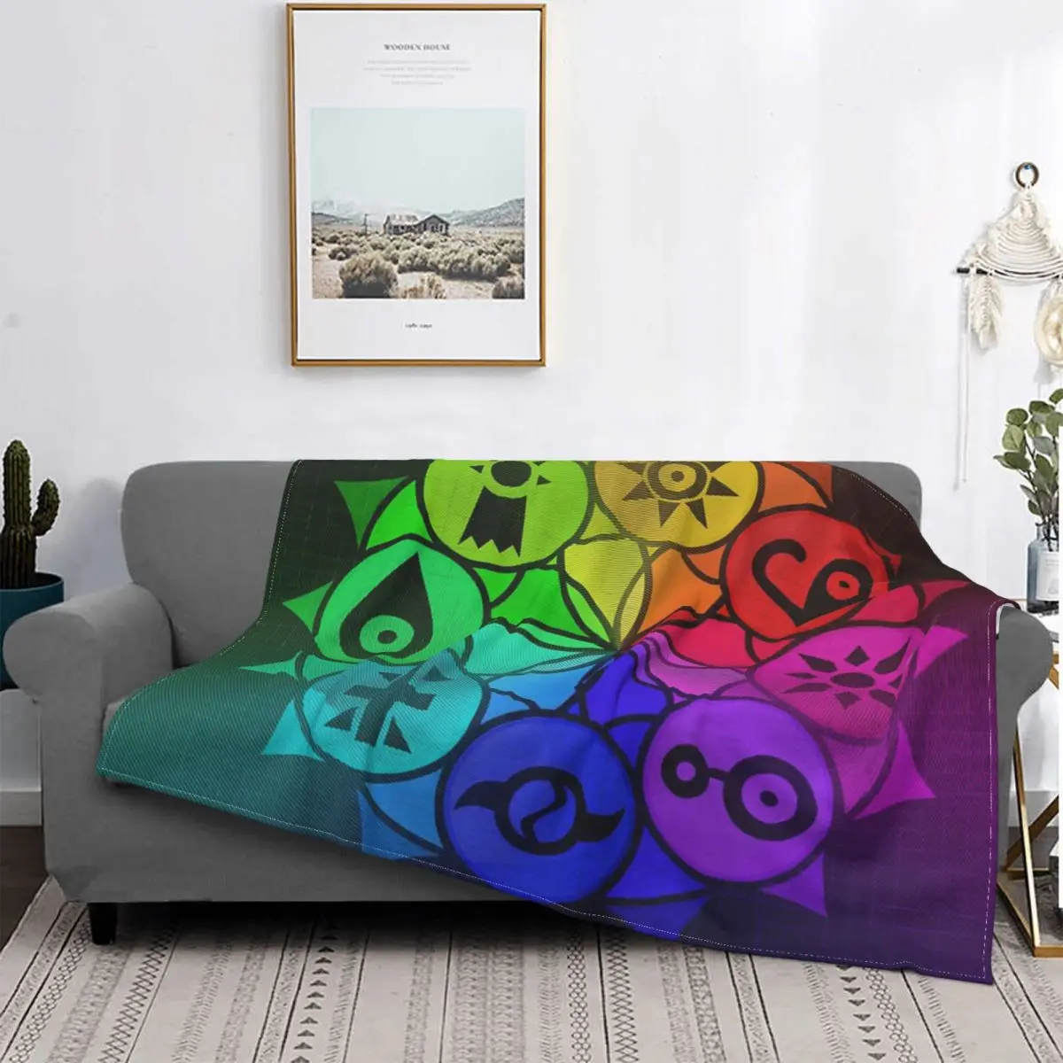 

Digimon Crests-Manta de Mandala, colcha de cama a Куадрос, manta Kawaii, colcha de Пикник