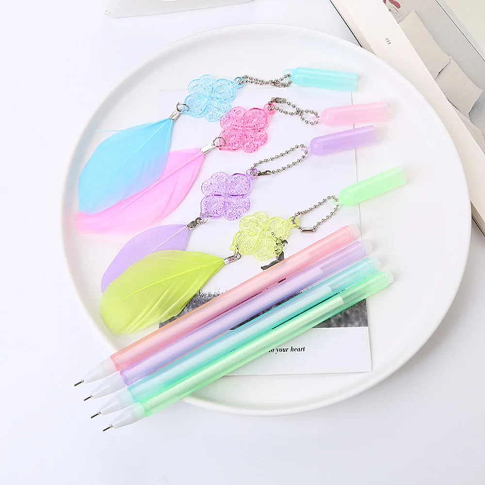 

1 Set/8pcs Pens with Feather Pendant Creative Signature Pen for Students