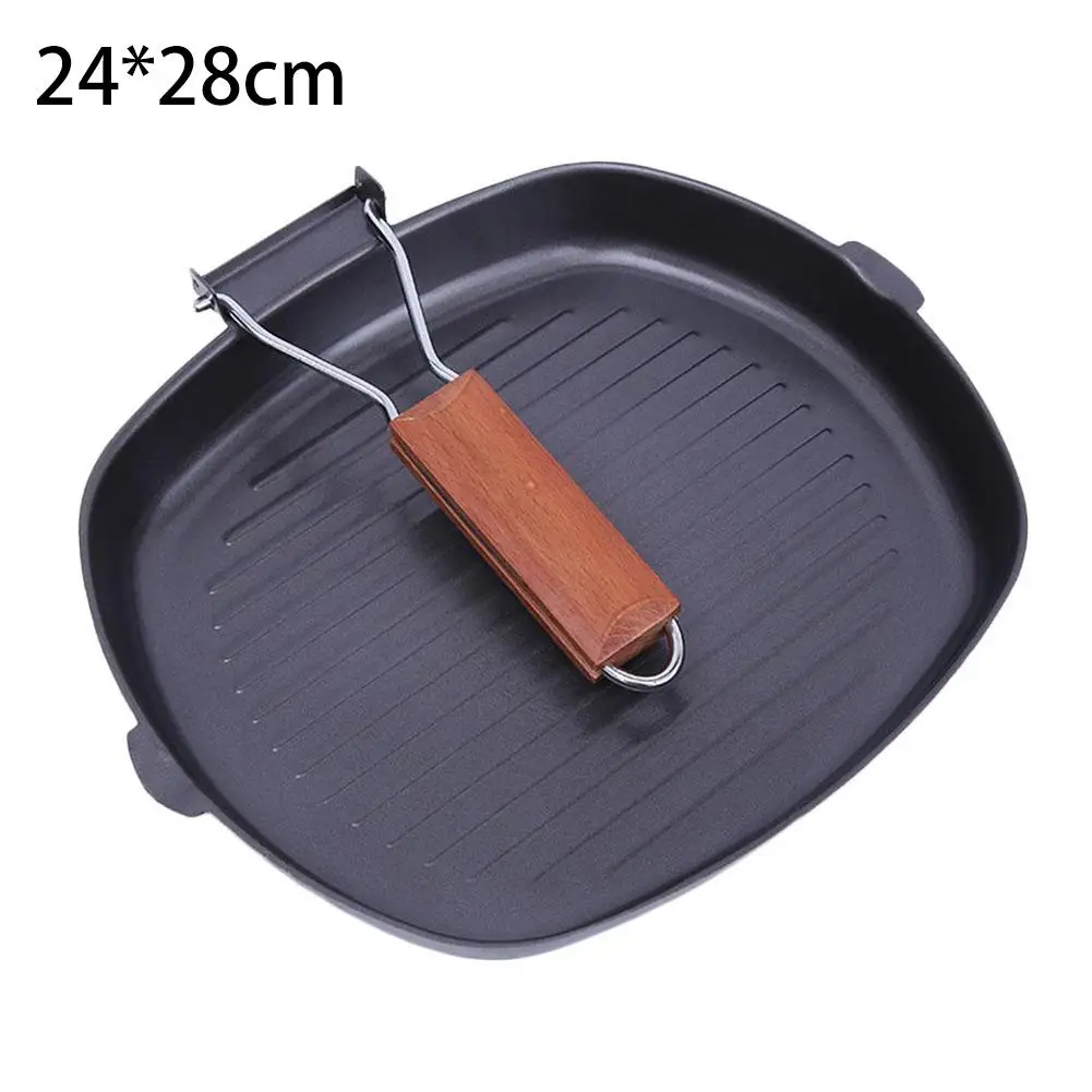 Thickened Striped Cast Iron Roasting Pans BBQ Steak Grill Griddles Uncoated Non-stick Barbecue Plate Cooking Frying Pot |
