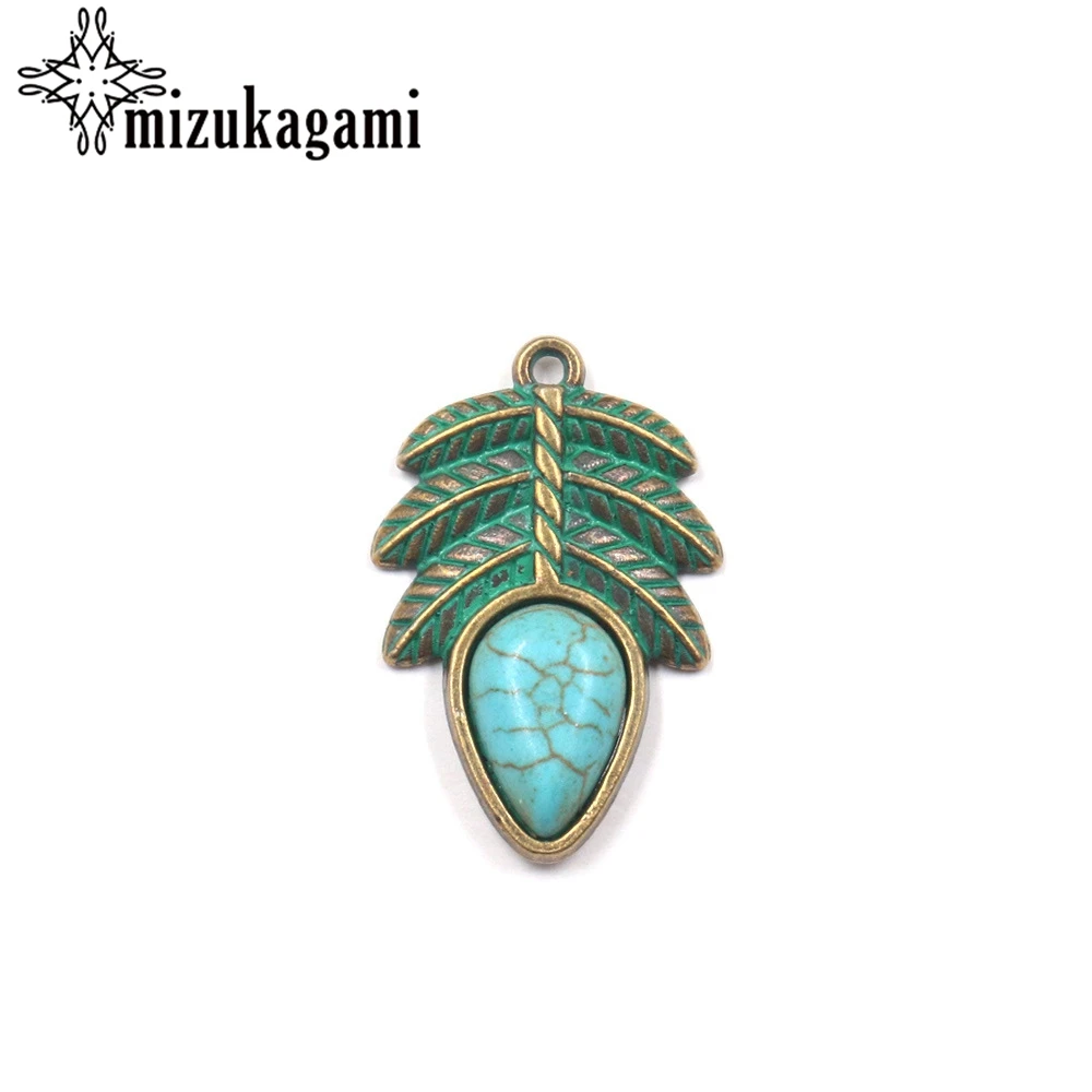 Подвески в виде листьев из цинкового сплава с патиной 6 шт./лот | Украшения и