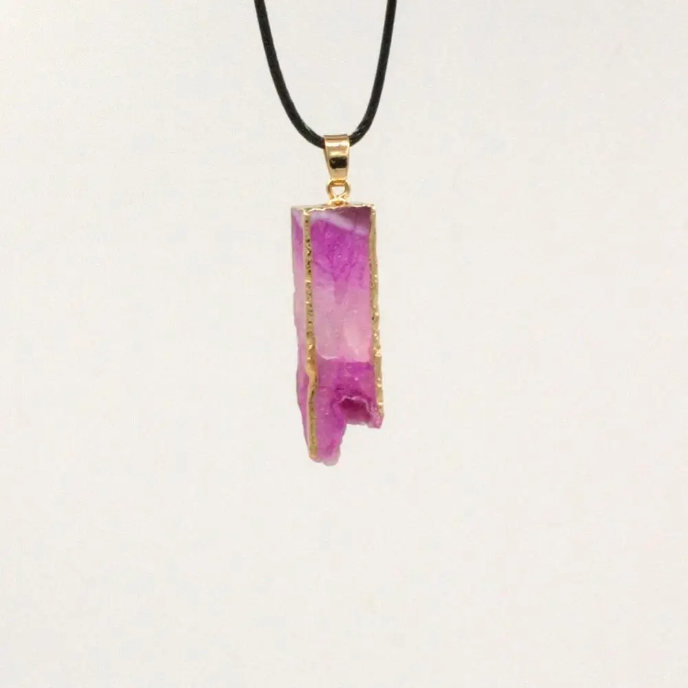 

Senven chakra 6PCS trendy natural crystal pillar stone hot-selling Irregular Hexagonal column Healthy Energy Necklace Pendant