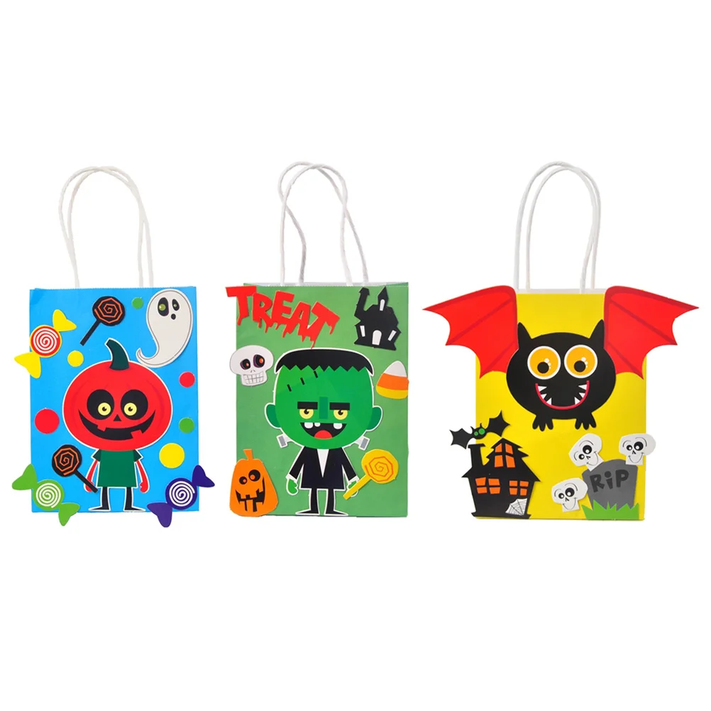 3 шт. Бумага подарочные пакеты с ручками для Хэллоуина поставок вечерние магазин