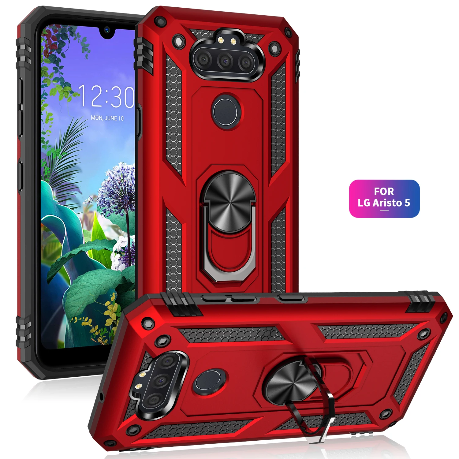 

Fashion Rugged Armor Phone Case For LG Aristo 6 Anti Fall Shockproof With Metal Magnetic Bracket Silicagel Protection PC Cover