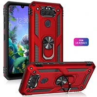 fashion rugged armor phone case for lg aristo 6 anti fall shockproof with metal magnetic bracket silicagel protection pc cover