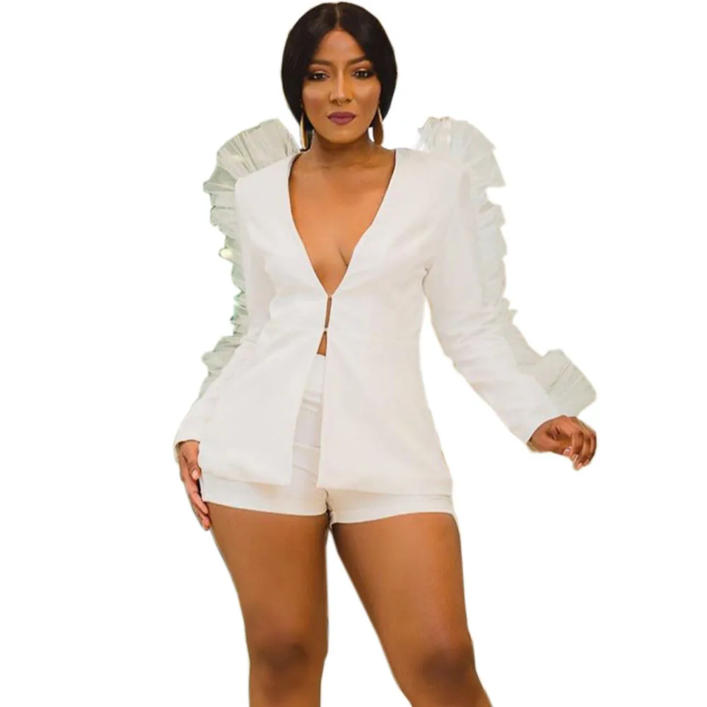 Женские деловые короткие костюмы пиджак с длинным рукавом и v образным вырезом