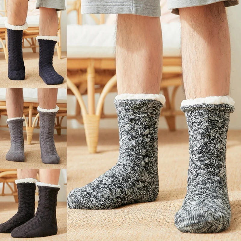 

Hot 1 Pair Men Indoor Floor Socks Warm Stretchy Breathable Soft Thicken for Winter Home sy998