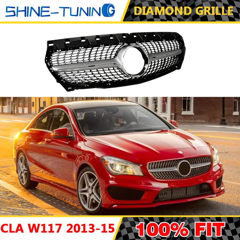Без эмблемы Алмазная решетка подходит для CLA class W117 CLA180 CLA200 CLA250 CLA45 2013 2016 19