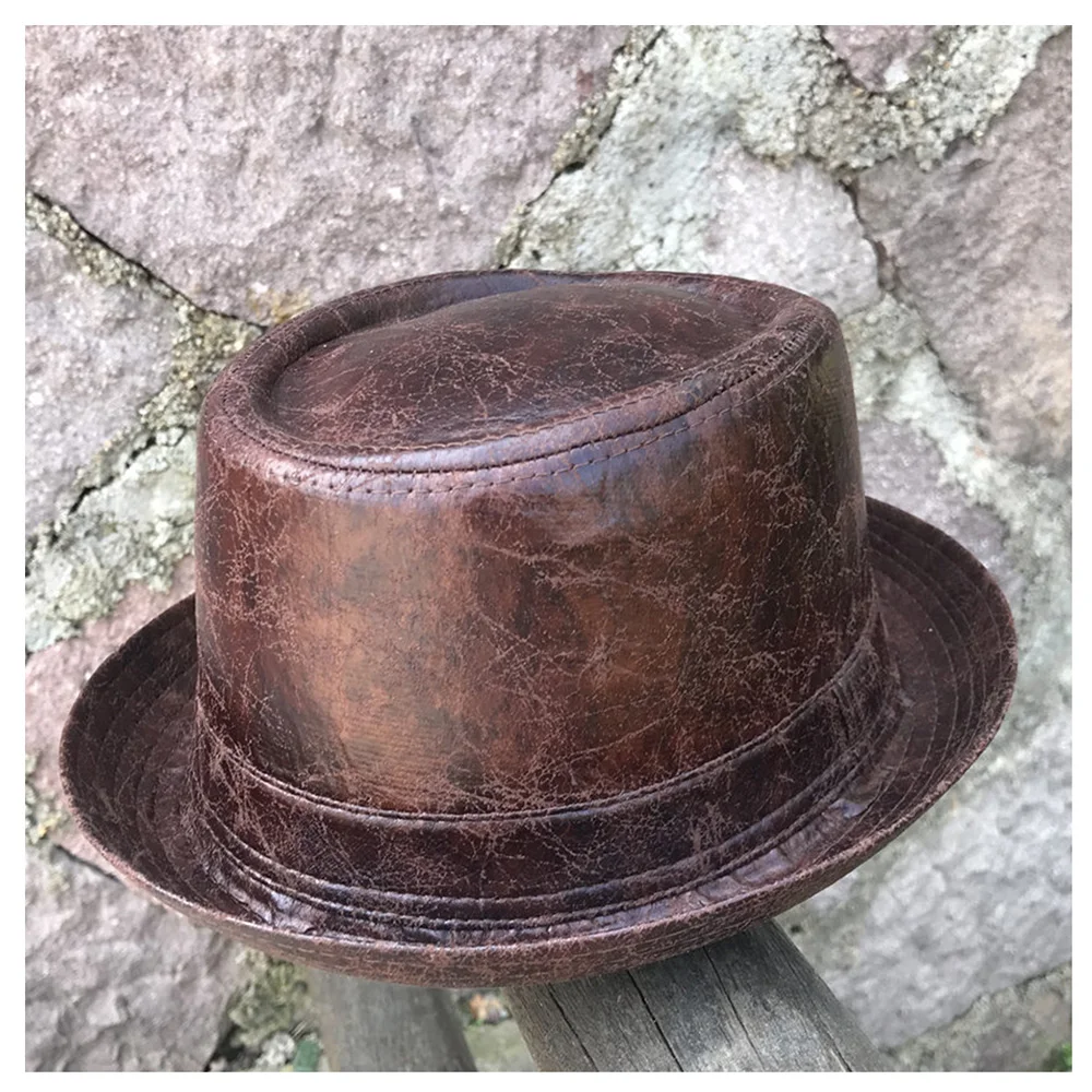 Модная мужская кожаная фетровая шляпа папы свиного пирога плоская верхняя для