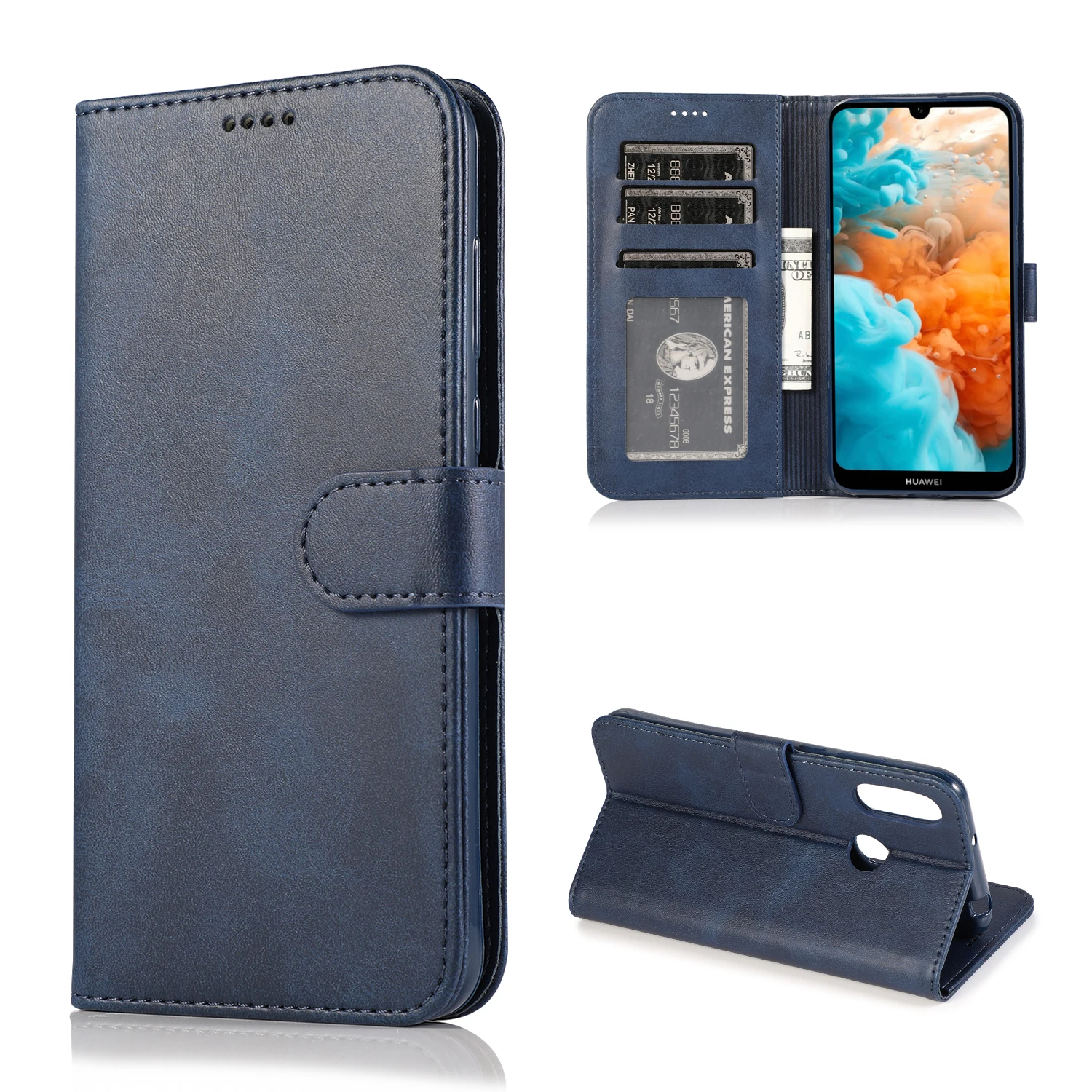 Кожаный флип-чехол-кошелек для huawei Y6, Модный Роскошный чехол для телефона из искусственной кожи, силиконовый плотный чехол для huawei Y6