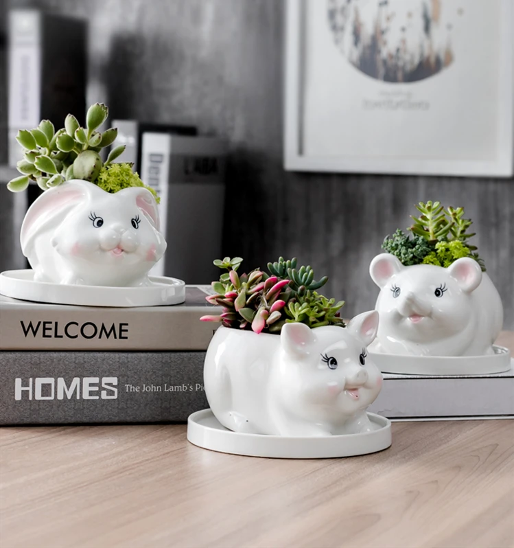 Мультяшный кролик Свинья мышь балкон цветочный горшок для суккулентных растений