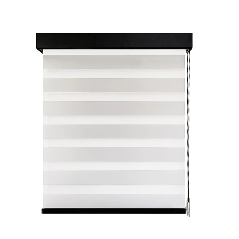 

High End Customized Zebra Blinds Black Dust-proof Cover Light Filtering Window Shades For Home Office Living Room Bedroom