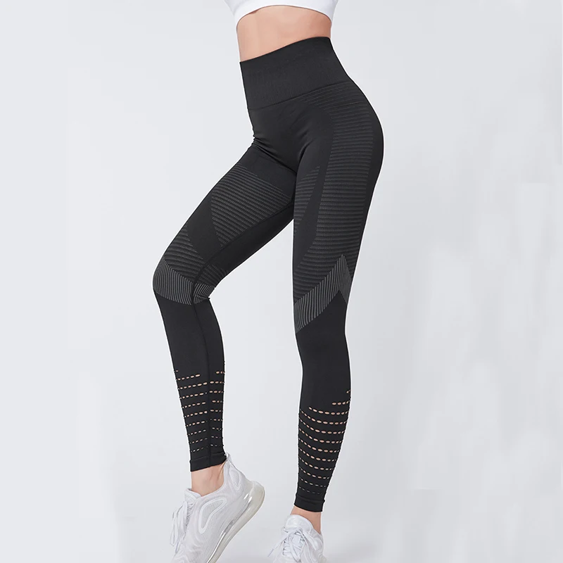 

Женские леггинсы для фитнеса с высокой талией, Бесшовные дышащие леггинсы для тренировок и бега, ажурные штаны для йоги, спортивные женские ...